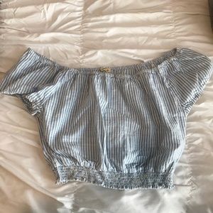 Off-the-shoulder striped crop top
